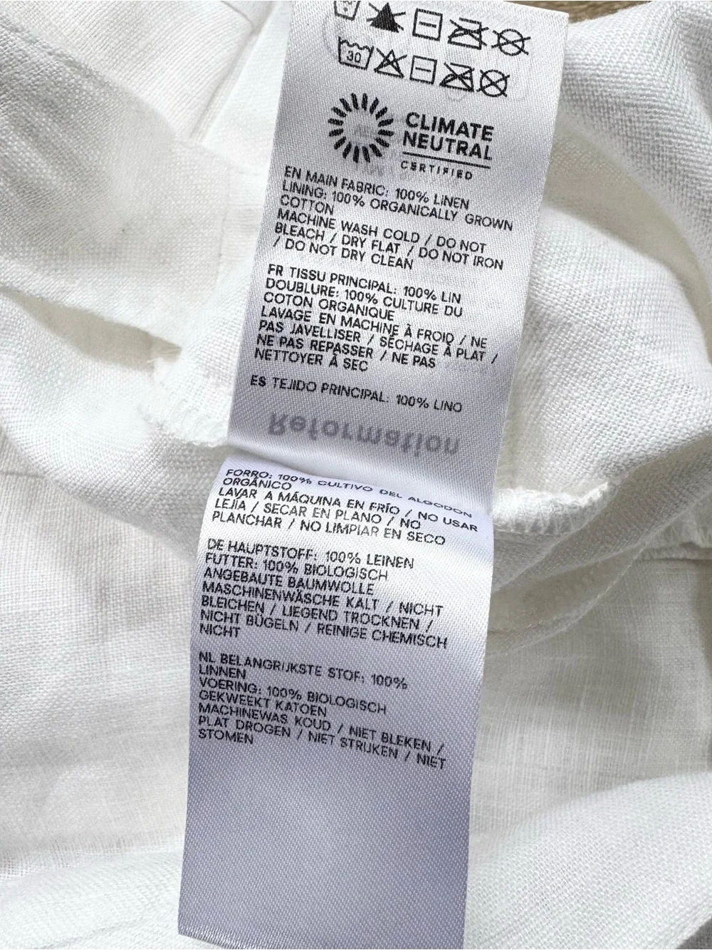 NWT Reformation Vida Linen Low Rise Pants White 8